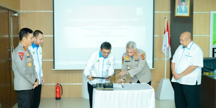 PTPN VI dan Polda Jambi Tanda Tangani Pedoman Kerja Teknis Pengamanan Objek Vital Nasional