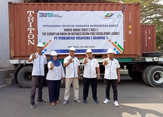 PTPN I Gelar Pengapalan Perdana Komoditas Karet RSS 1 EUDR ke Amerika