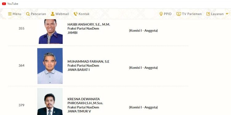 Terseret Kasus BTS Bakti 4G : Ini Daftar Komisi 1 DPR RI, ada Juga dari Dapil Jambi Partai Nasdem