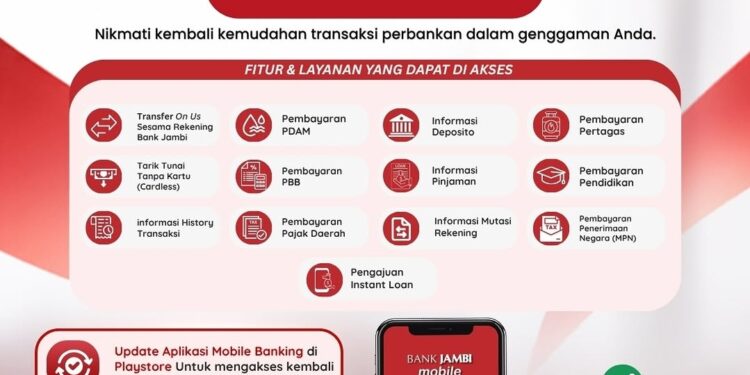 Mobile Banking Bank Jambi Kembali Aktif, Nasabah Diminta Perbarui Aplikasi