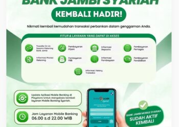 Mobile Banking Bank Jambi Syariah Kembali Aktif, Ini Layanan yang Bisa Diakses