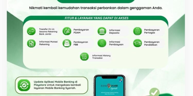 Mobile Banking Bank Jambi Syariah Kembali Aktif, Ini Layanan yang Bisa Diakses